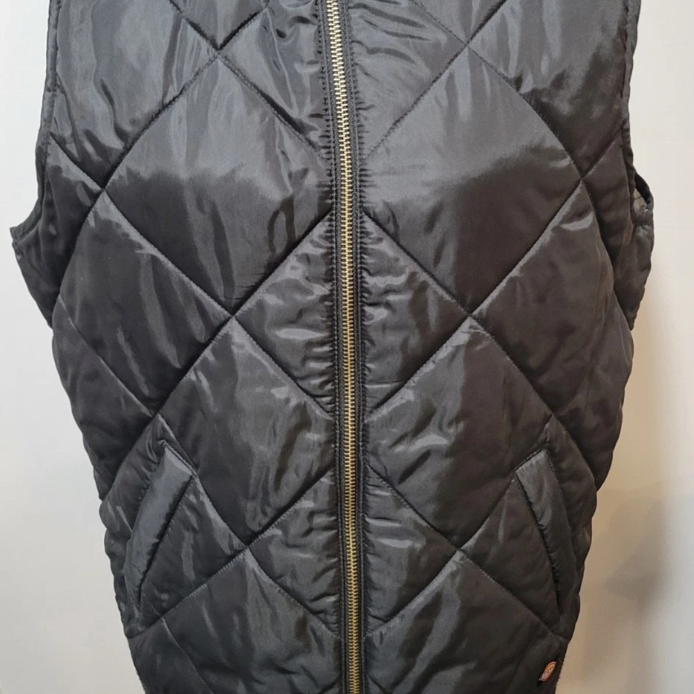 Dickies Women's Black Puffer Vest Jacket Size Large Excellent Condition Full Zip